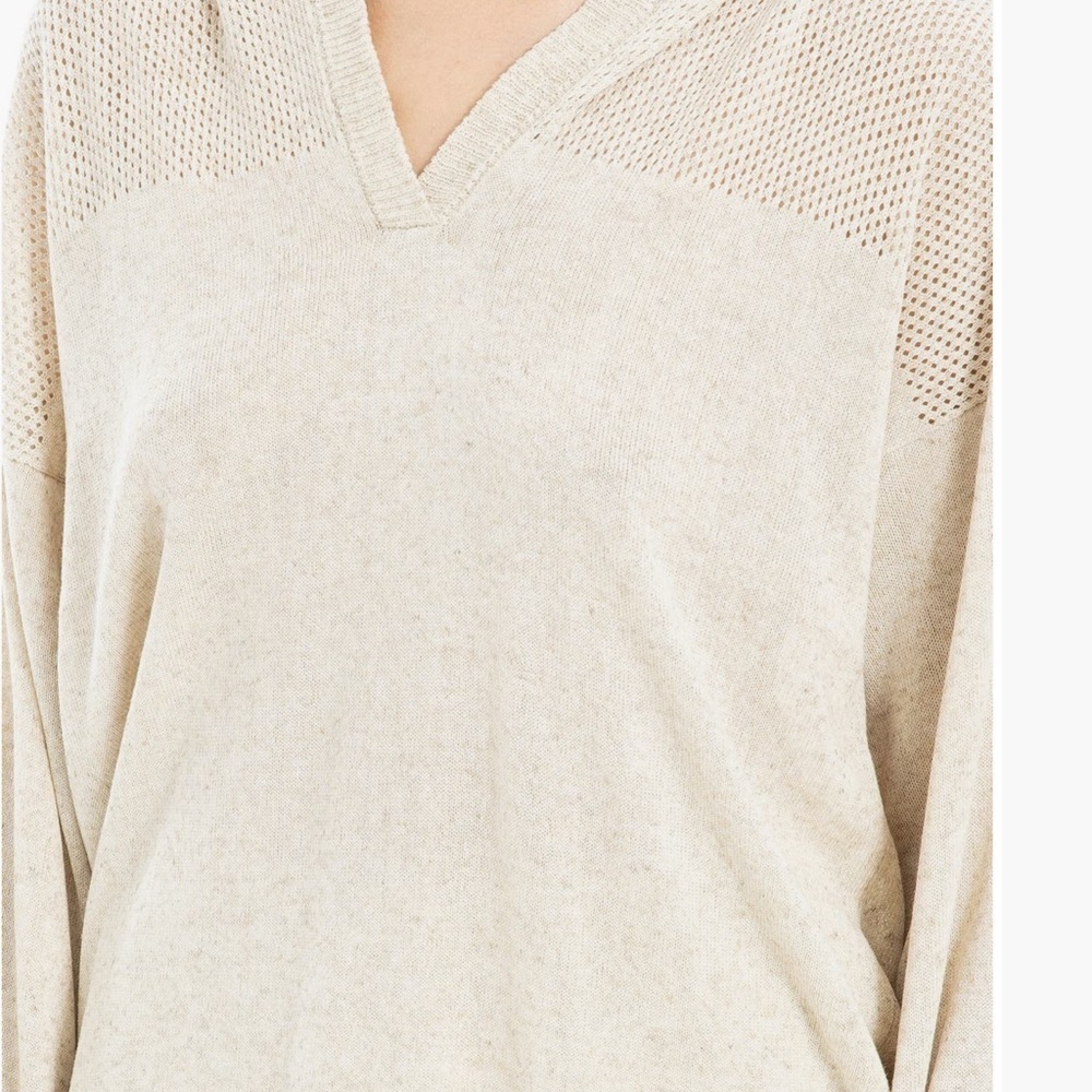 Max Studio Cream V-Neck Sweatshirt - Picture 3 of 6